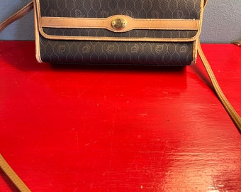 Vintage 1980’s Christian Dior Honeycomb Shoulder Bag Purse. Charcoal Beige