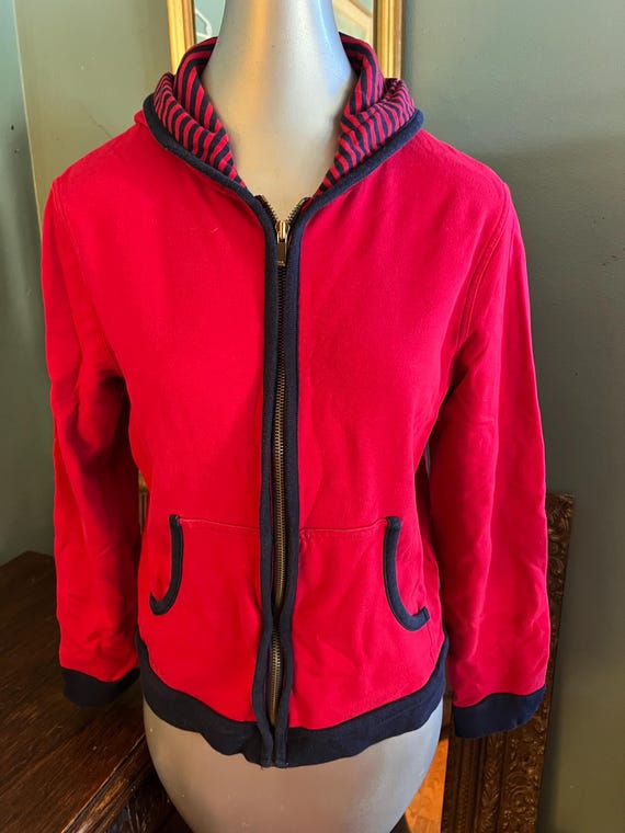 Vintage Red Ralph Lauren Hooded Sweatshirt Jacket, Size Petite Medium