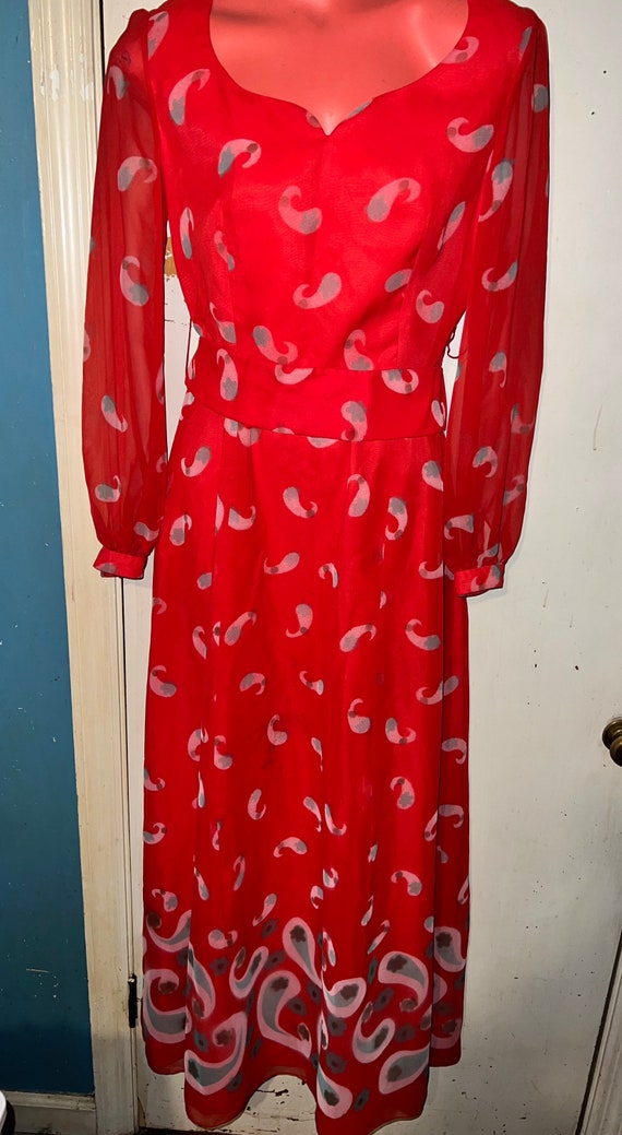 Vintage 1960’s POSH, Jay Anderson Dress. Red Chiffon Maxi Dress. Gorgeous Jay Anderson Dress, Size 12, Movie or Theater Costume.