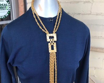 Vintage Ben-Amun Gold Necklace, Multi-Chain Statement Necklace