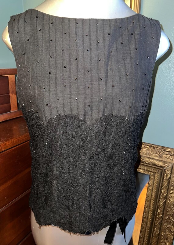 Vintage 1950’s Carlye Black Lace Beaded Sleeveless Top