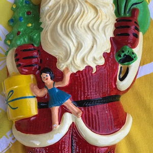 Vintage Chalkware Santa Claus, Chalk Santa Claus Wall Hanging