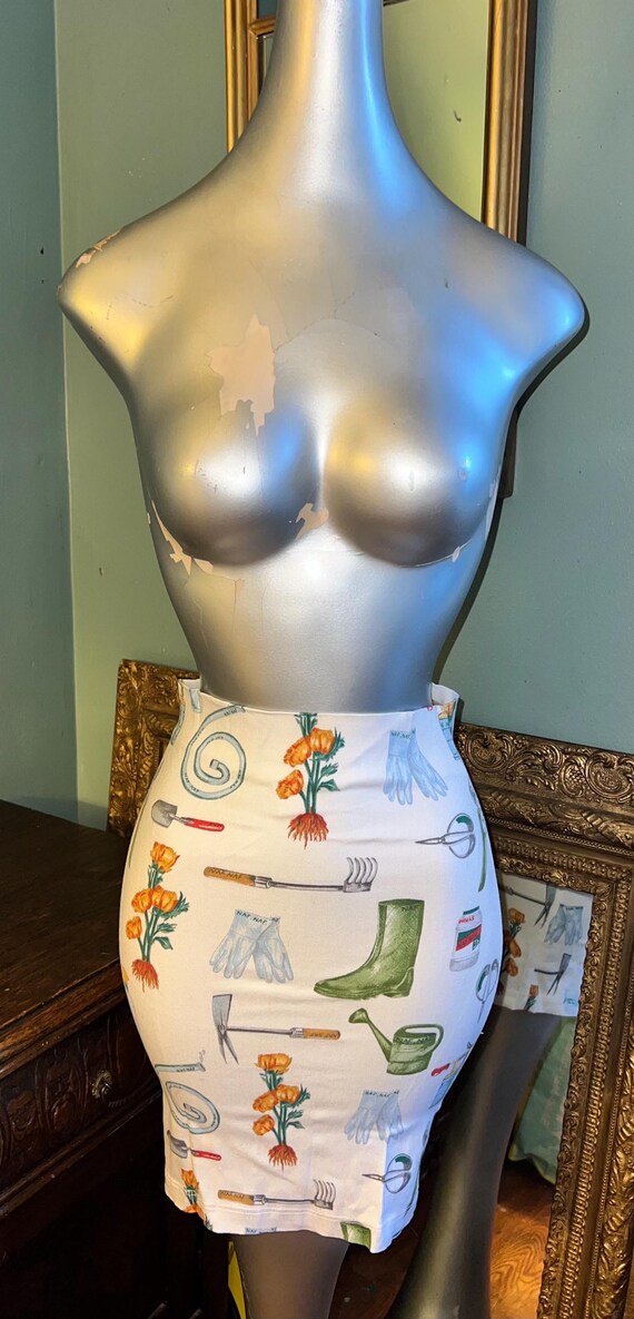 Vintage 90’s NAF NAF Paris Mini Skirt, White Gardener Skirt