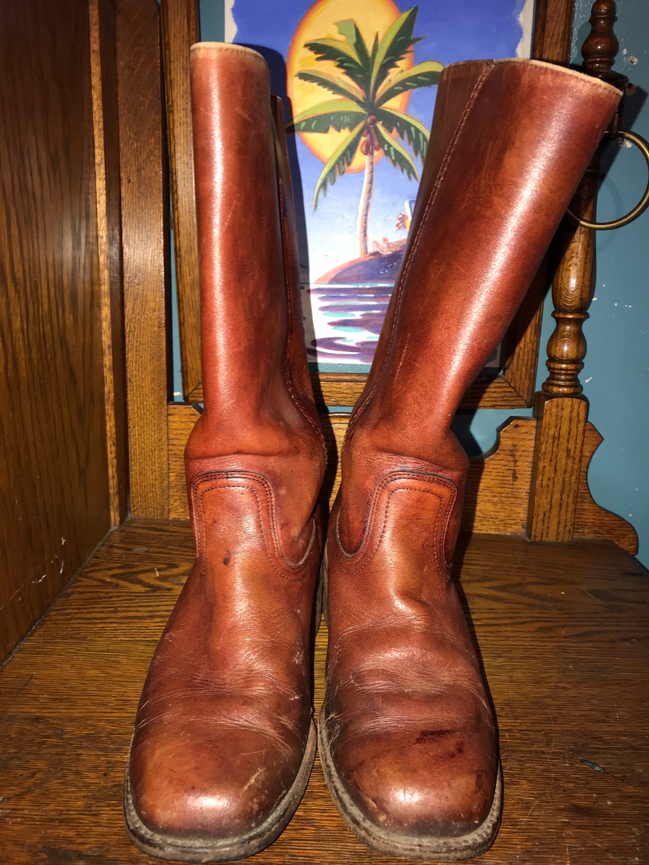 Vintage Leather Frye Boots. 1980’s Frye Boots. Frye Brown Cowboy Boots