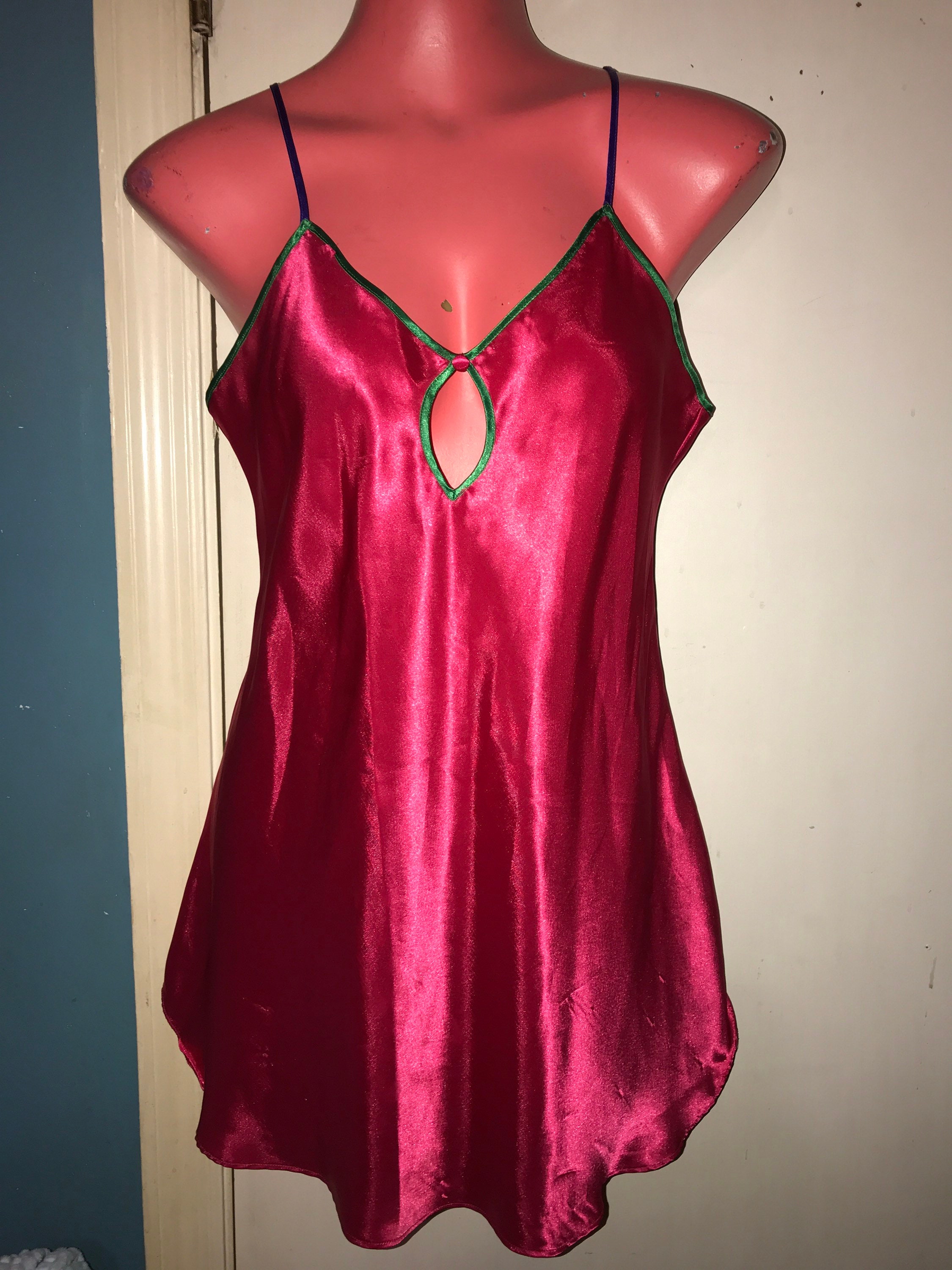 Vintage Pink Victorias Secret Nightie Pink Satin Nightie Gold Label 