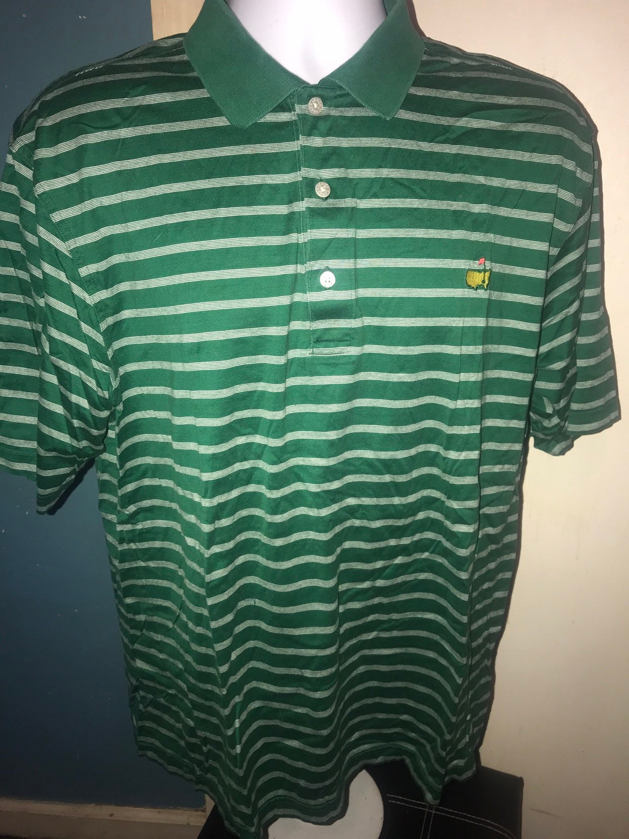 Vintage The Masters Golf Shirt. Green Striped Amen Corner Golf Shirt ...
