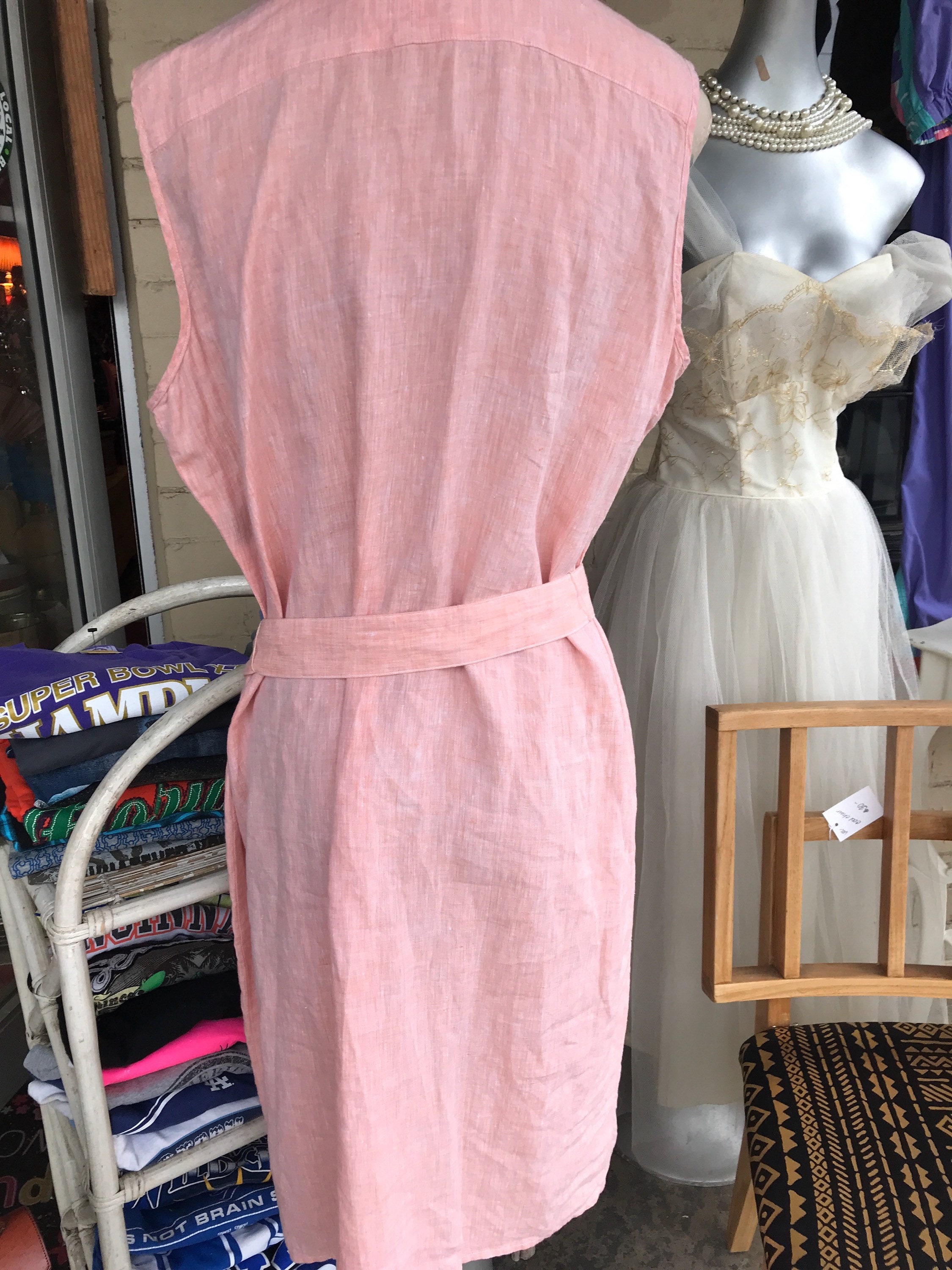 Vintage Ralph Lauren Linen Dress. Woman's Ralph Lauren Dress. Ralph Lauren  Coral Linen Summer Dress. Womens Size Extra Large.
