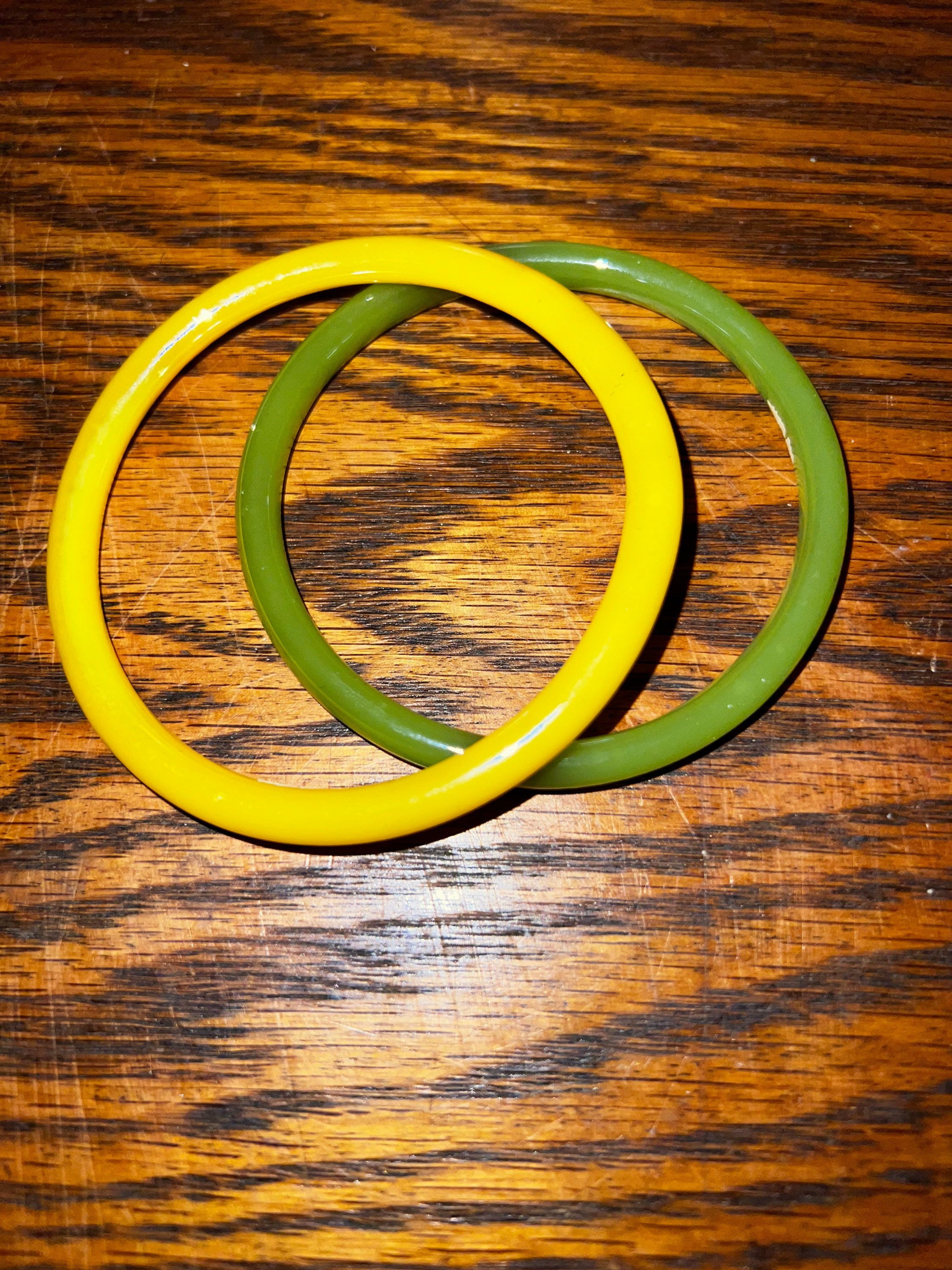 Vintage Glass Bangles. Set of Two Glass Bangle Bracelets. Art Glass