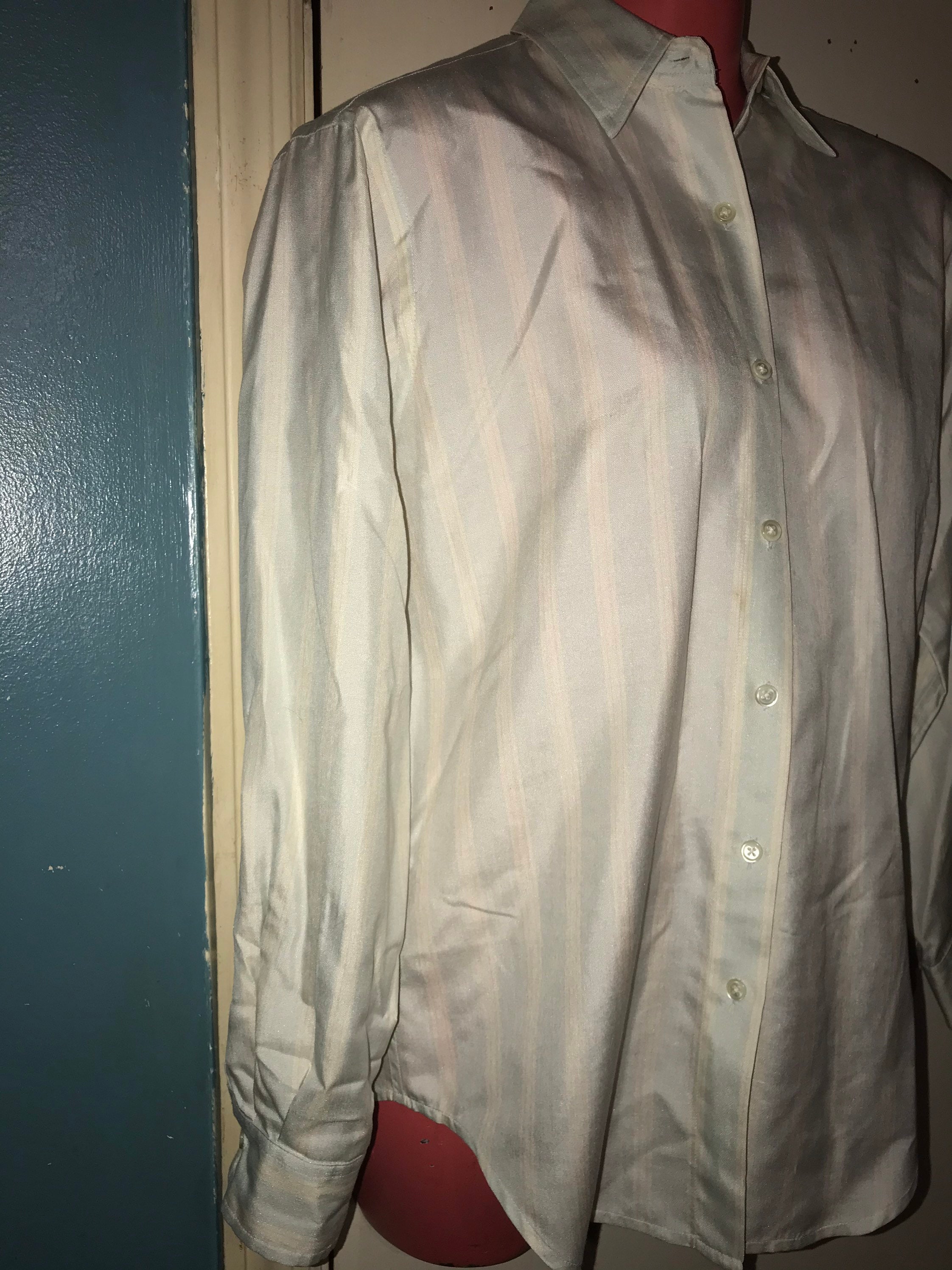 Vintage Ralph Lauren Button Down Shirt. Women’s Blue and White Ralph