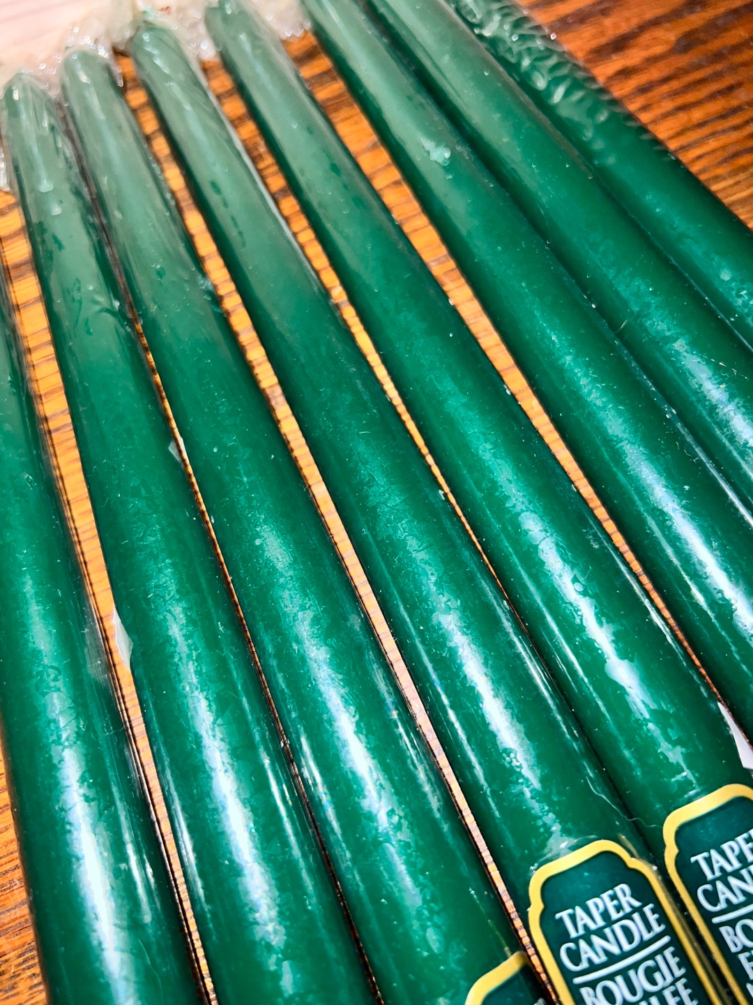 Vintage Green Taper Candle Set of Six. 12 Green Taper Candles. Vintage