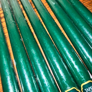 Vintage Green Taper Candles, Set of Six, 12”