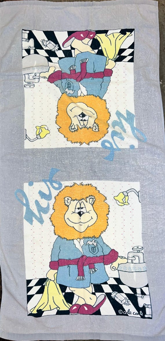Vintage 1980’s Funny  “His” Bath Towel, Gift For Him