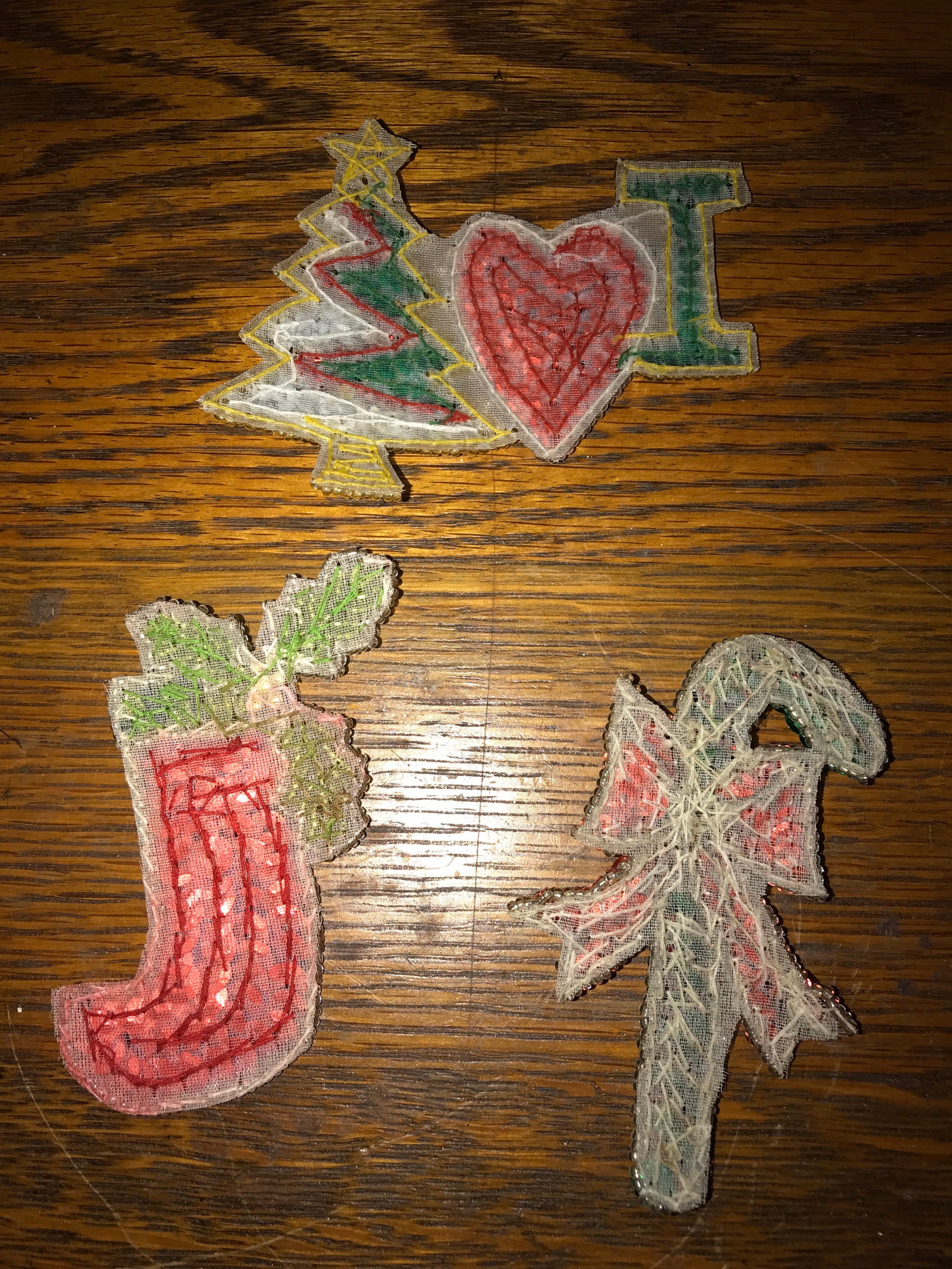 Vintage Sequin Applique. Sequin Christmas Appliqués. Set of Three