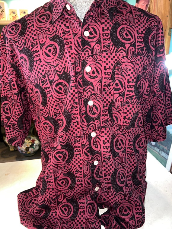 Vintage 90’s J. Peterman Batik Shirt. Abstract Bu… - image 1