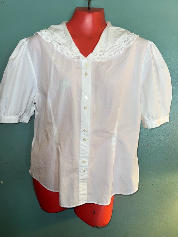 Vintage 1990’s White Puffy Sleeve Blouse. Laura As