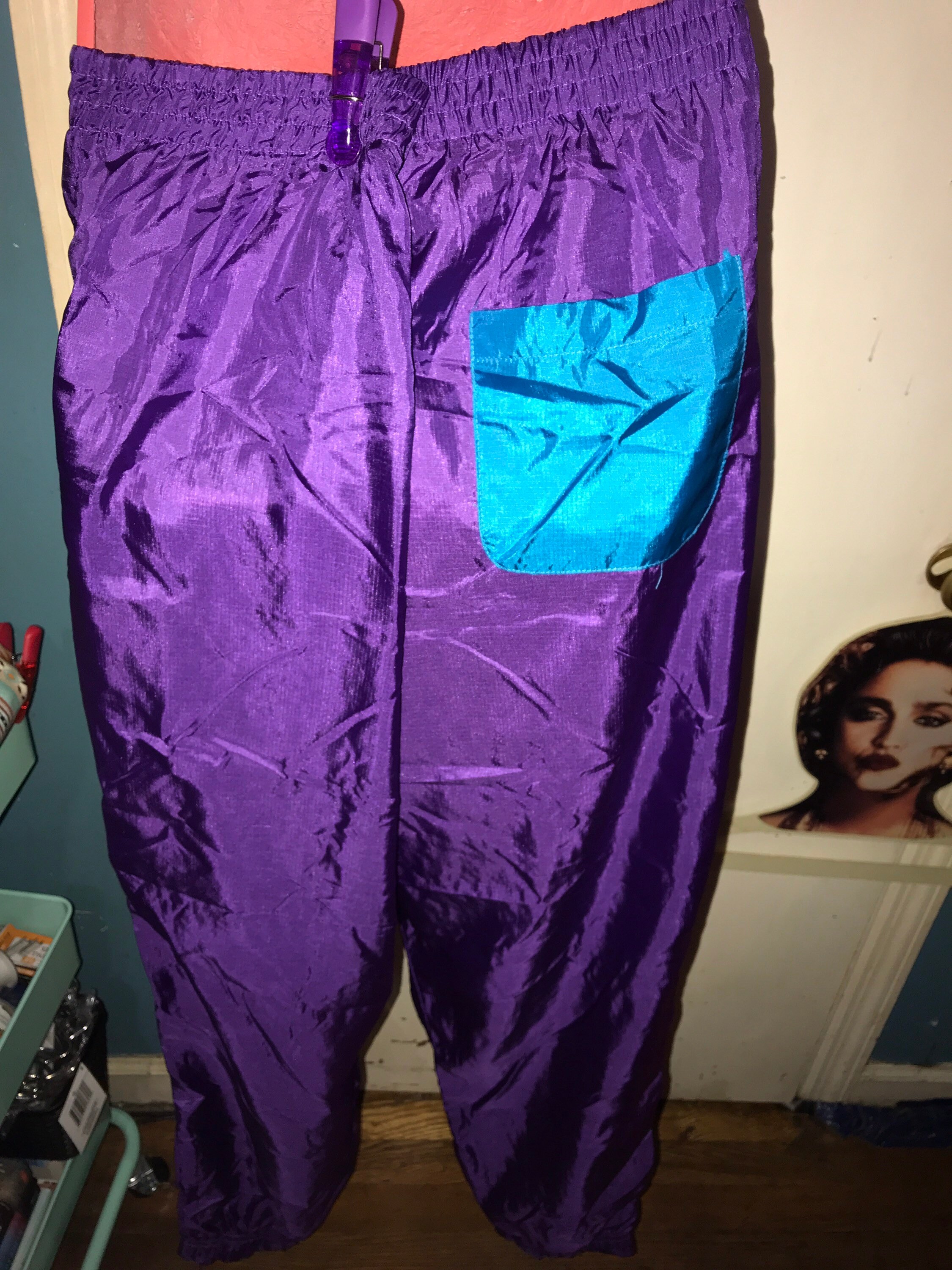 Vintage Purple Windbreaker Pants. Plus Size Purple Windbreaker Pants. Windbreaker Pants. Purple Pants. Track Pants. Size 2XL 22 24