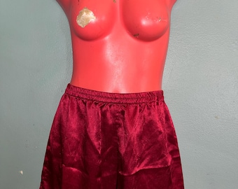 Vintage 1970’s Victoria's Secret Maroon Satin Shorts, Vintage Crown Label