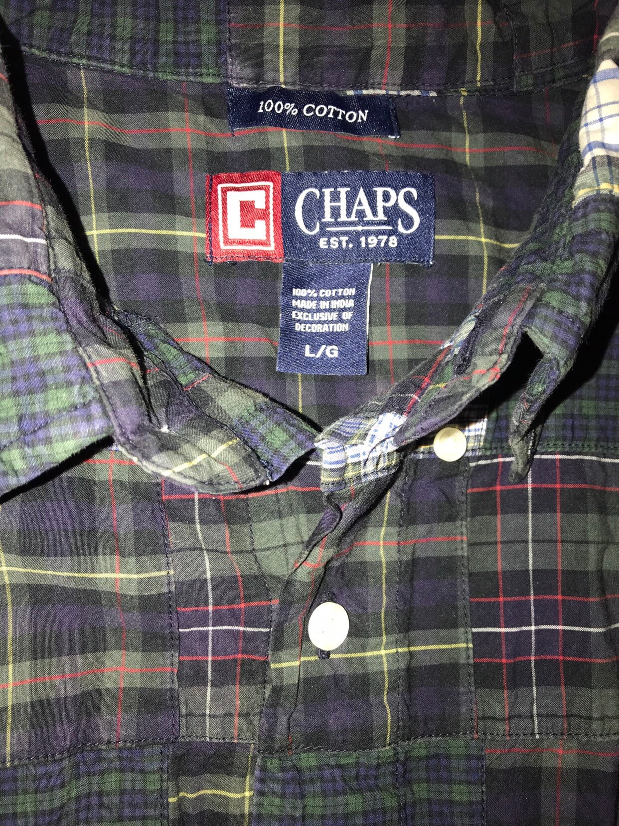 Vintage Chaps Patchwork Plaid Button Down Shirt. Chaps Patchwork Plaid ...