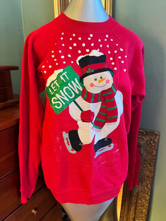 Vintage Red Christmas Sweatshirt, Size Large