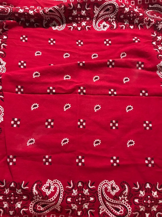 Vintage Red Paisley Bandana. Paris Accessories Red