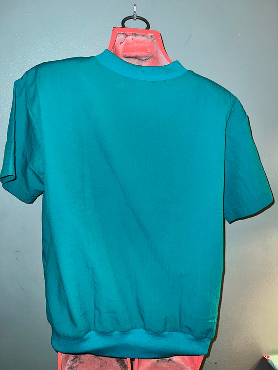 Vintage 80's Aqua Green Shirt. Green Shirt With P… - image 5