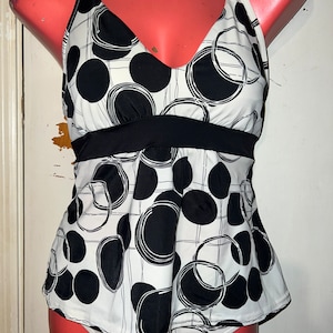 Vintage Black and White Tankini Swimsuit, Size 6