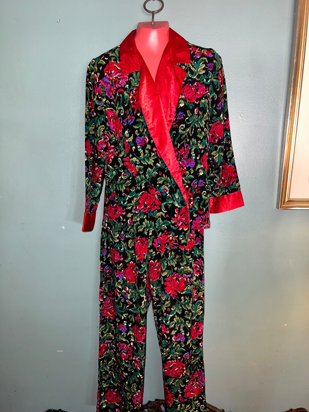 Vintage Victorias Secret Pajamas. 1990's Victorias Pajamas. Red Floral ...