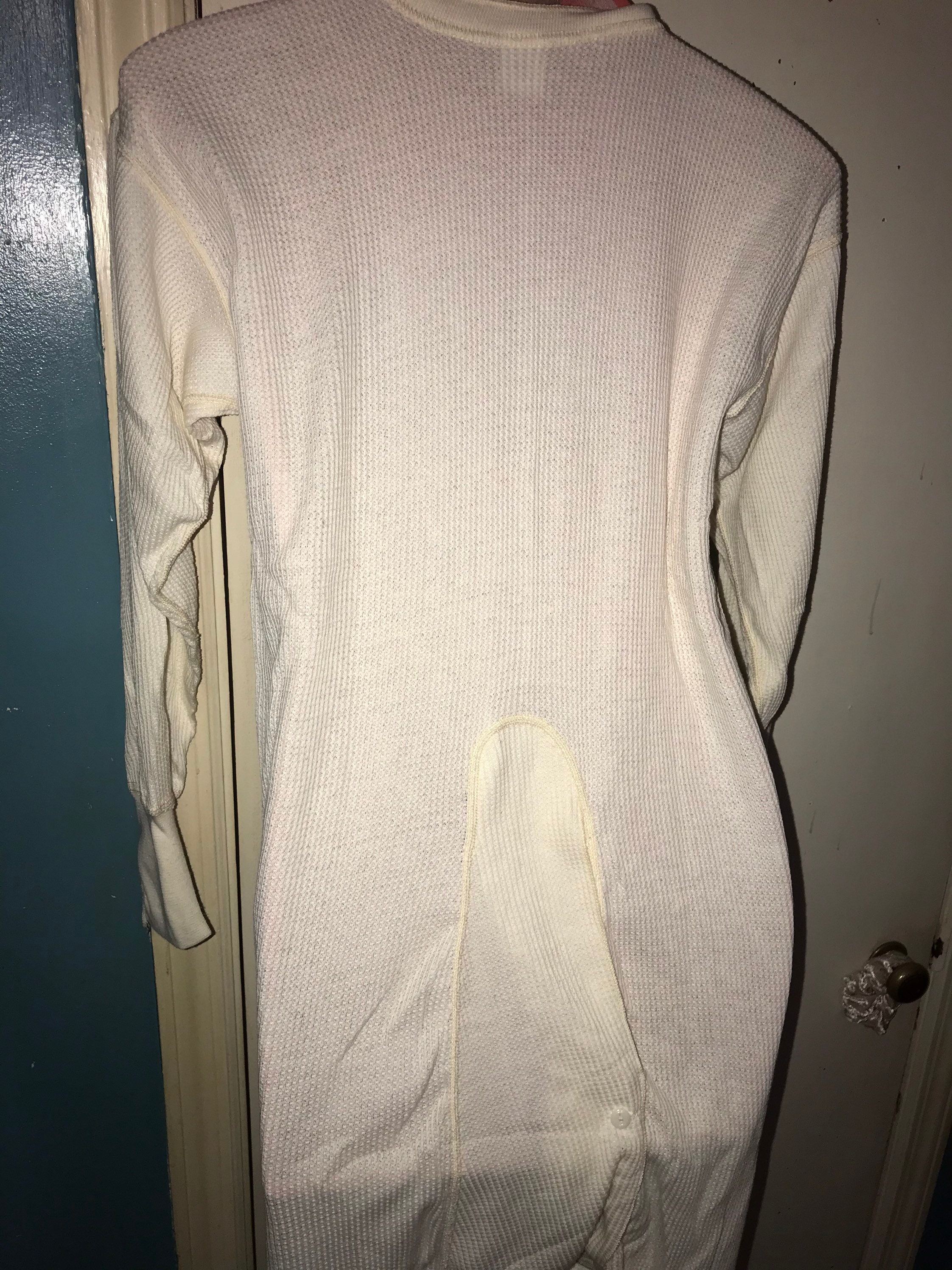 Vintage Union Suit With Rear Butt Flap. Thermal Onesie Long Johns. Off