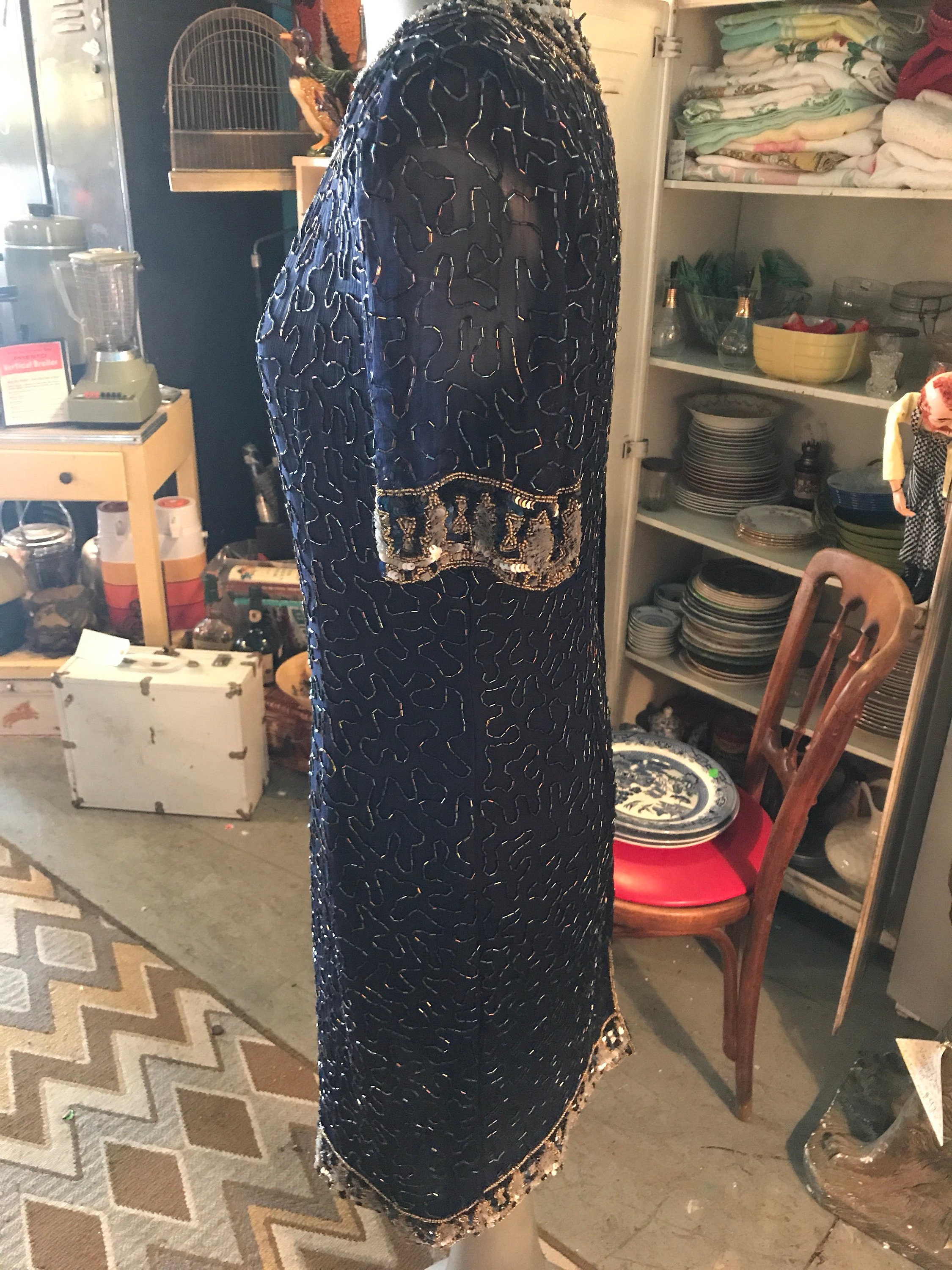 Vintage Laurence Kazar Beaded Dress. Beaded Sequin Dress. Silk Beaded Dress. Laurence Kazar Silk Beaded Dress. Vintage Laurence Kazar Beaded Dress. Beaded Sequin Dress. Silk Beaded Dress. Laurence Kazar Silk Beaded Dress.