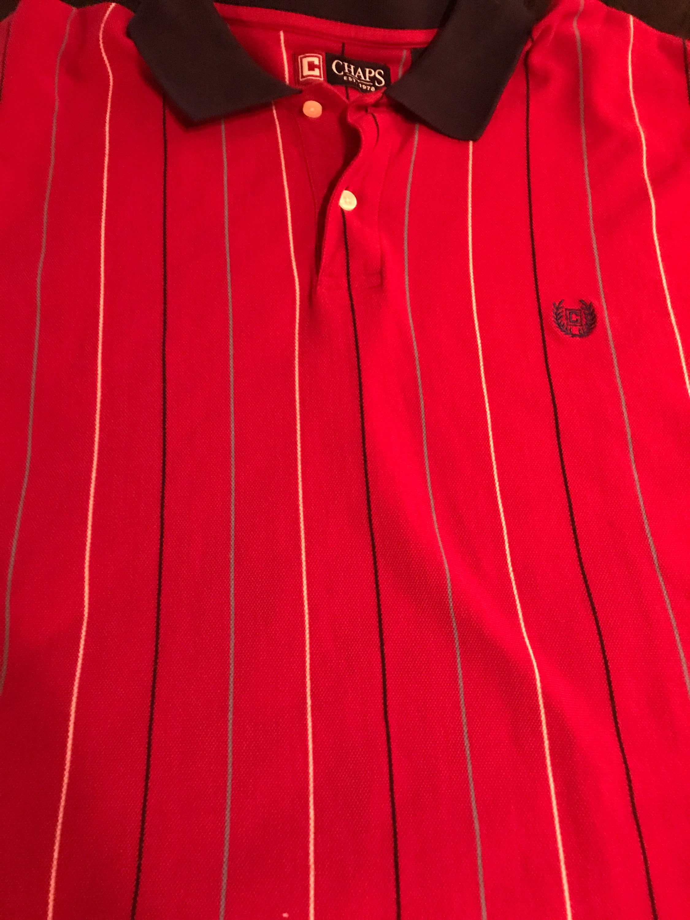 Vintage Chaps Polo Shirt. Red Striped Chaps Polo Shirt. Ralph Lauren ...