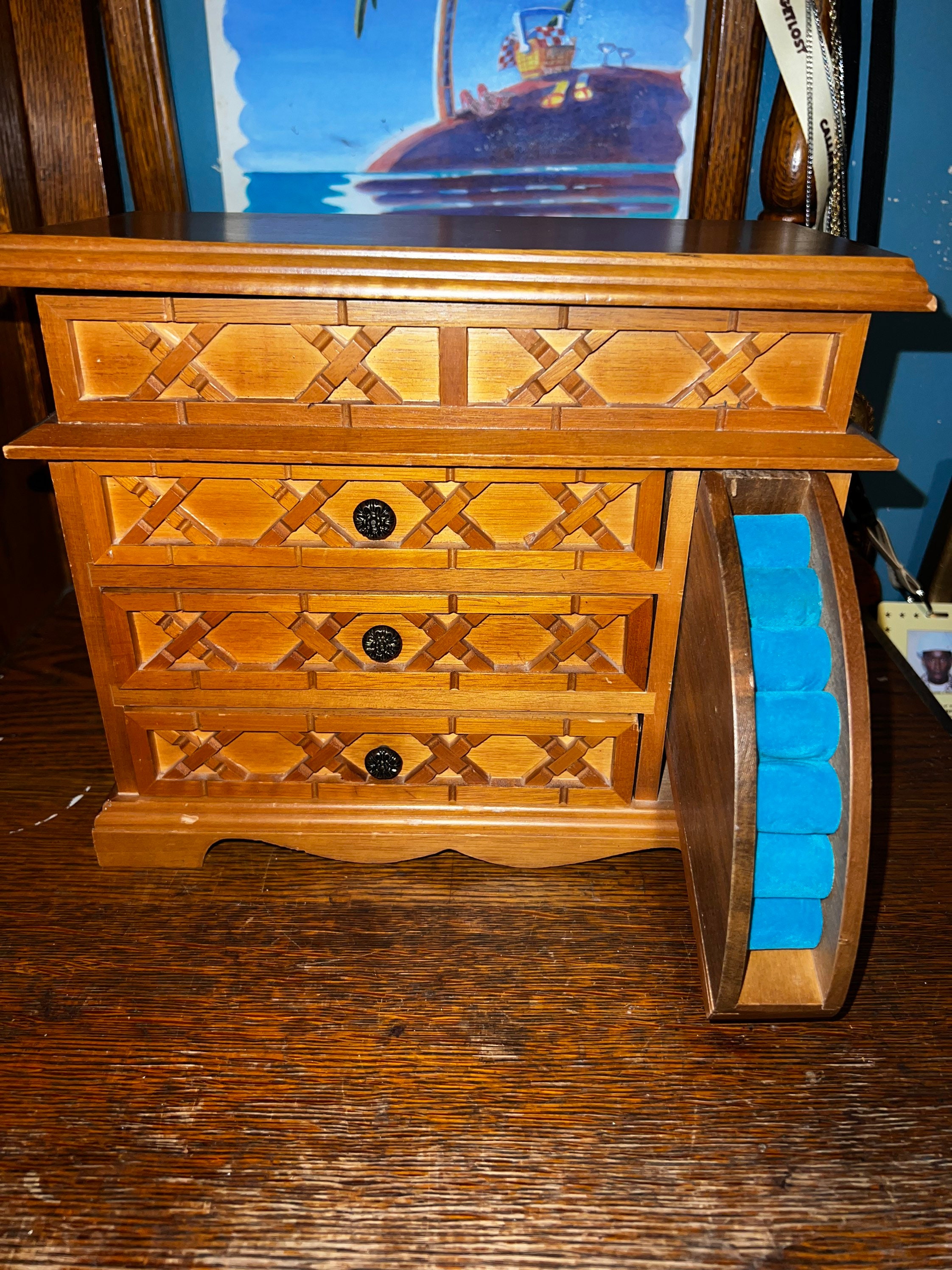 Vintage Wooden Jewelry Box. Large Wooden Jewelry Box. Wooden Jewelry. Box. Jewelry Box. Light