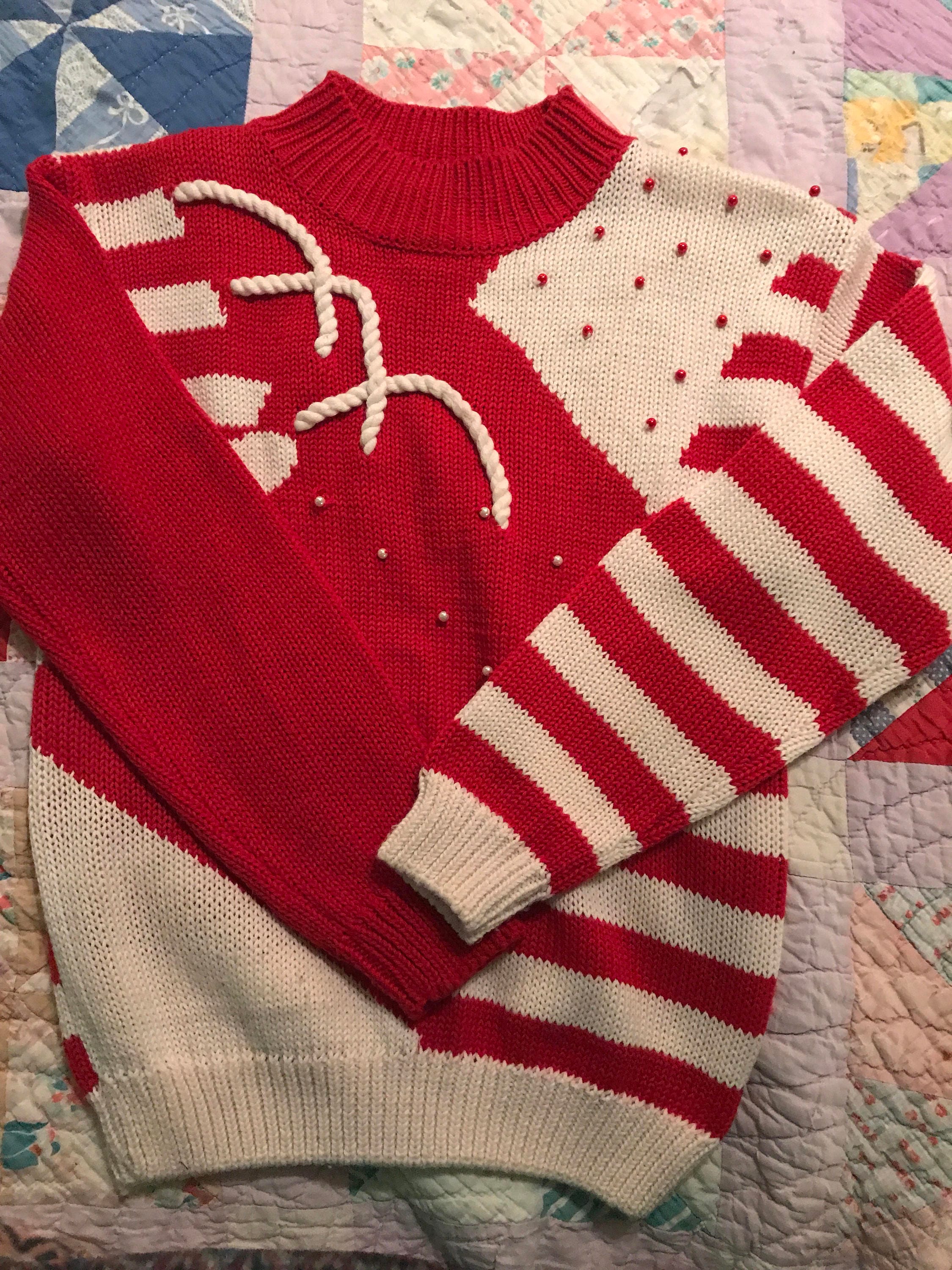 Vintage 80's Sweater. Sweater. Vintage Sweater. Red and White 1980's