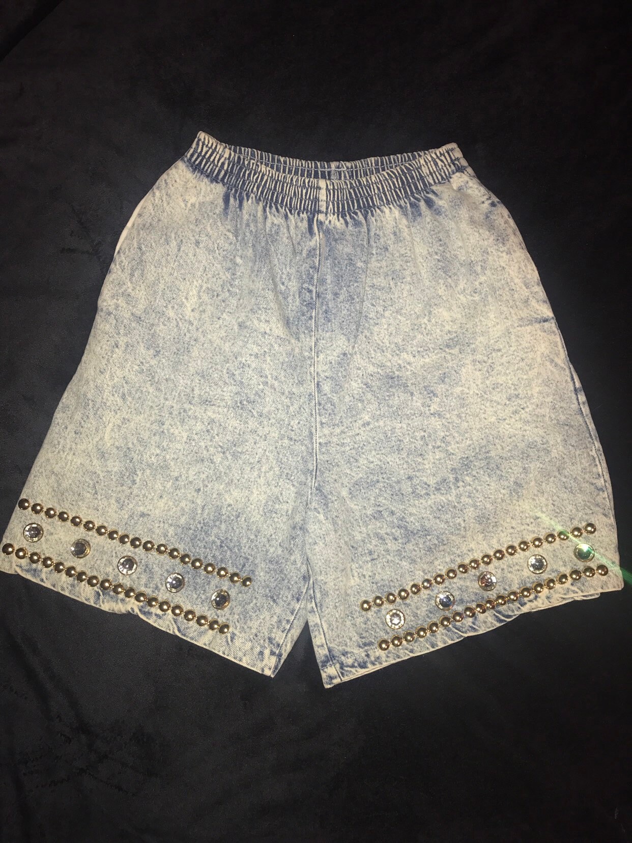 Vintage Acid Wash Jean Shorts. 1980's Gepetto Jean Bling Shorts and