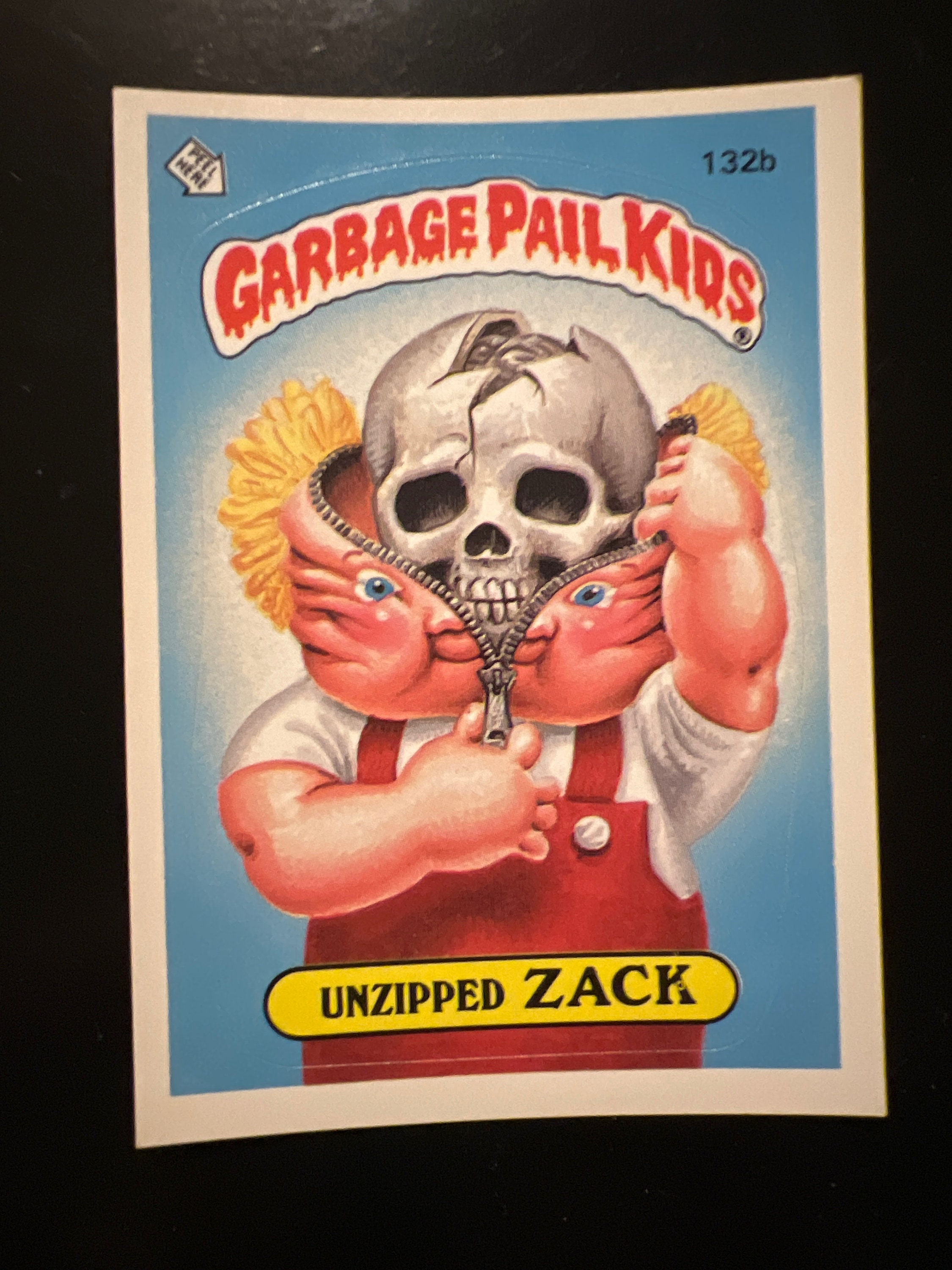 1986 Garbage Pail Kids, Unzipped Zack. Rare Card, 132b. Original