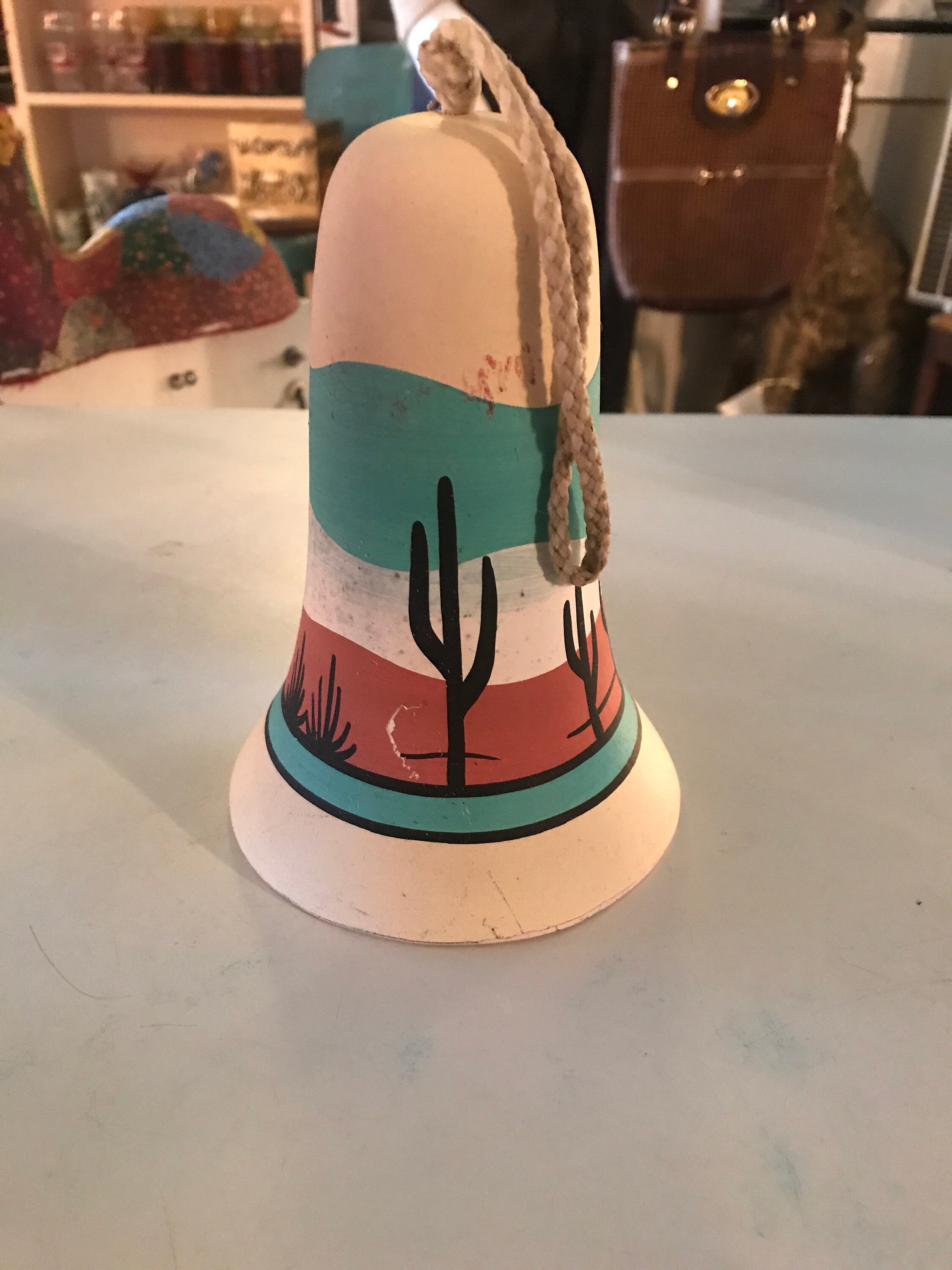 Vintage Midwest Ceramic Bell. Native American Ceramic Bell Windchime