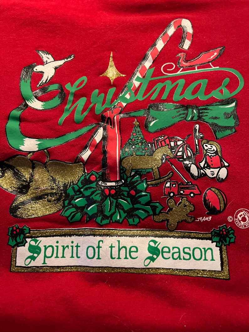 Ugly Christmas Sweatshirt. Christmas Spirit of The Season Sweatshirt. Ugly Christmas Sweatshirt. Vintage Christmas Sweatshirt. Size XL image 2