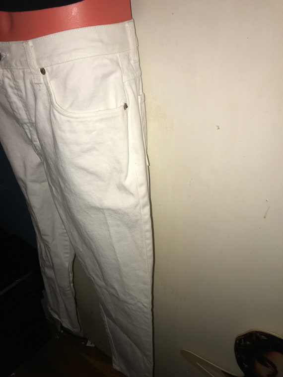 Vintage 90's White Jeans. White Bill Blass Jeans.… - image 6