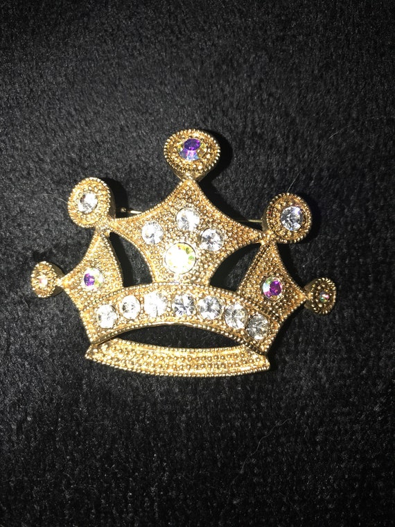 Vintage Gold Crown Brooch. Gold Crown Pin. Vintage