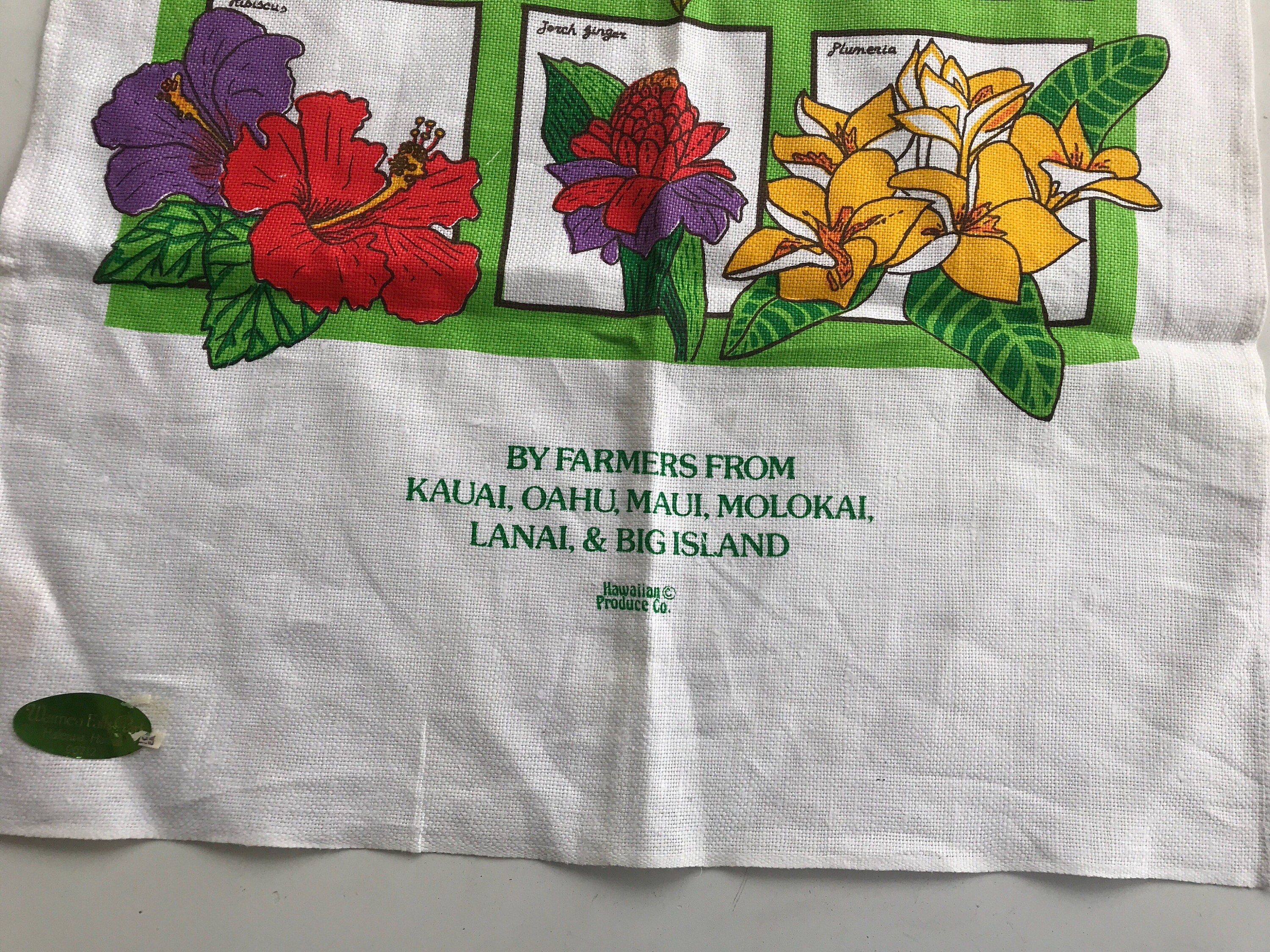 Vintage Linen Tea Towel. Hawaii Linen Cotton Tea Towel. Australia