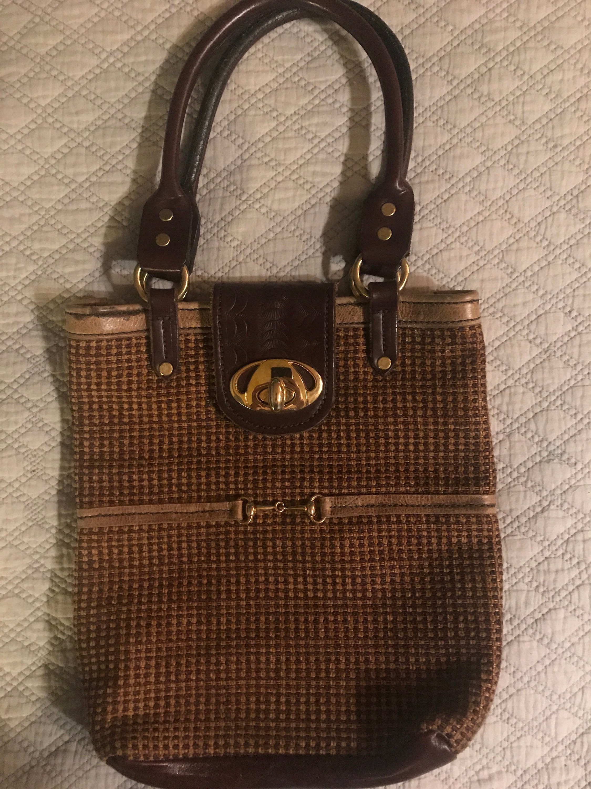 Vintage Brown Leather Purse. Brown Leather Horse Theme Purse