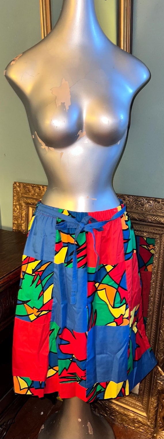 Vintage 80's Sanibel Sport Skirt. Abstract Color Block, Size Medium