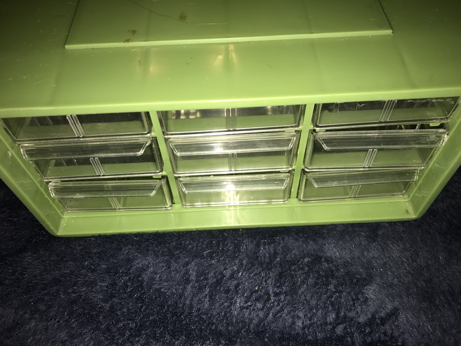 Vintage Green Box. Green Storage Box. Vintage Plastic Storage Box. Drawers.