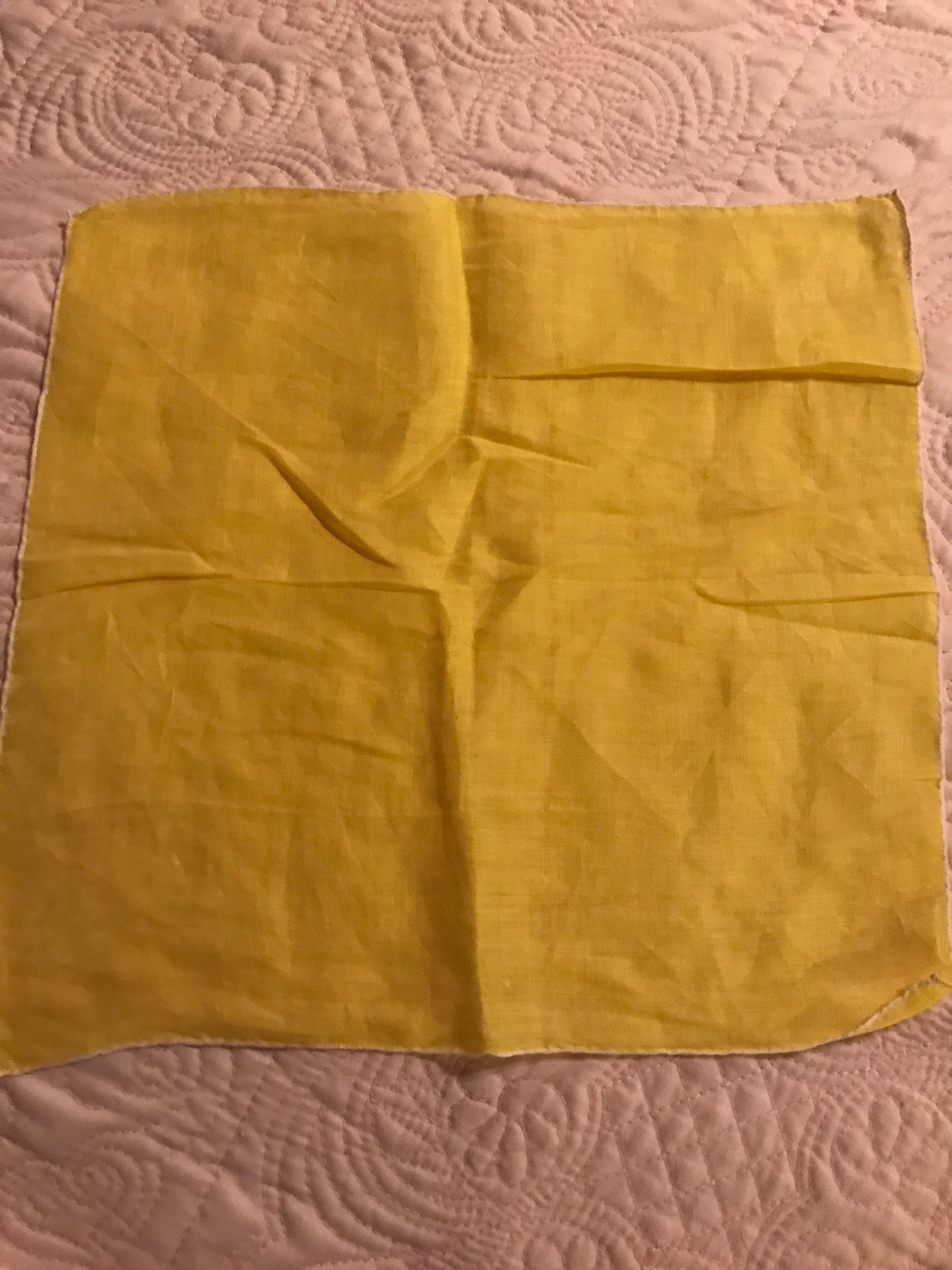 Vintage Yellow Handkerchief. Yellow Linen Hankie. Yellow Handkerchief ...