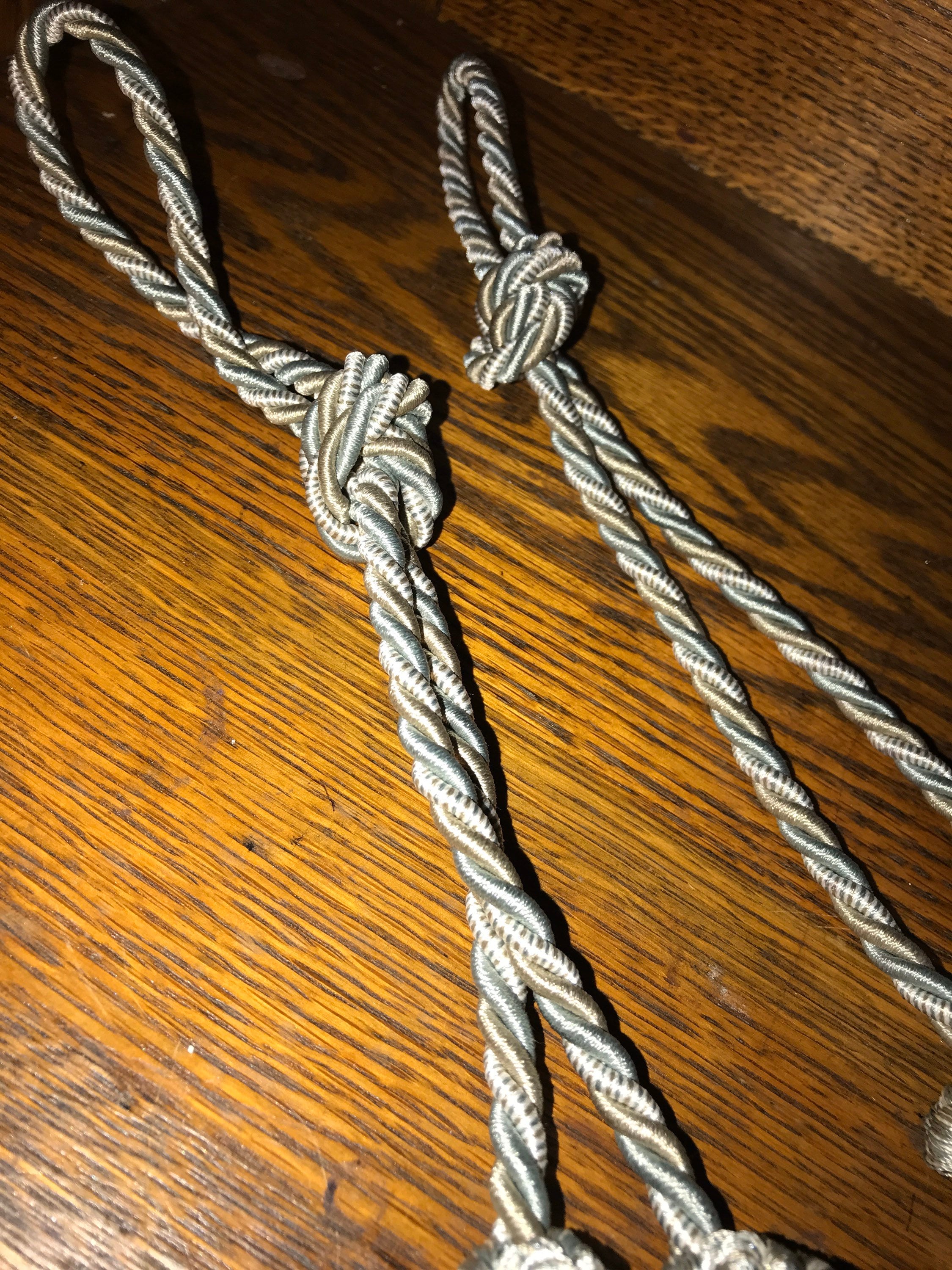 Vintage Set of Two Silver and Gold Rope Tassels. Silver and Gold