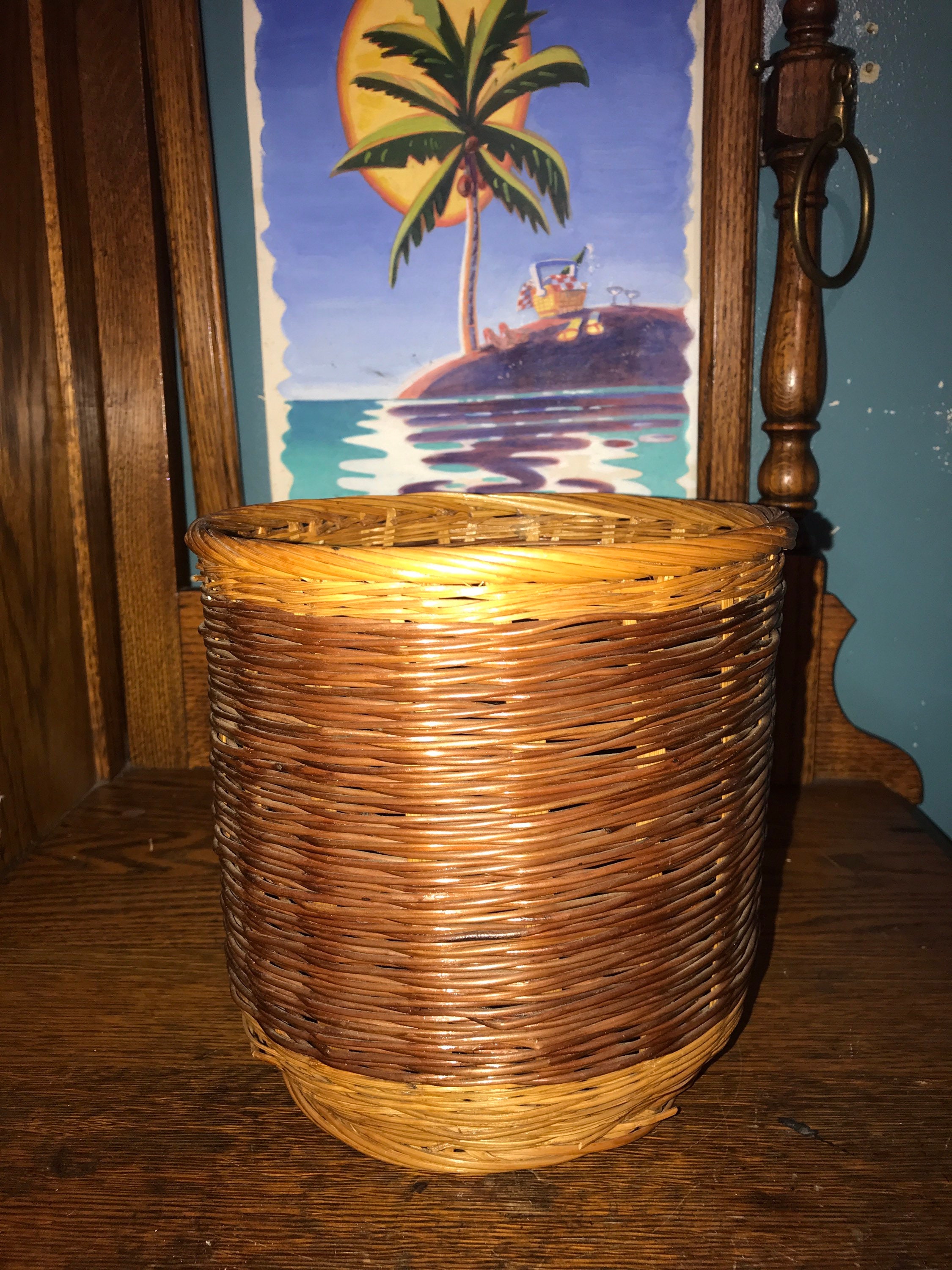 Vintage Woven Basket. Tabletop Open Basket. Woven Basket. Medium Size