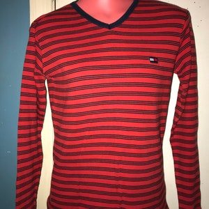 Vintage 90's Red and Blue Striped Women’s Tommy Hilfiger, Size Small