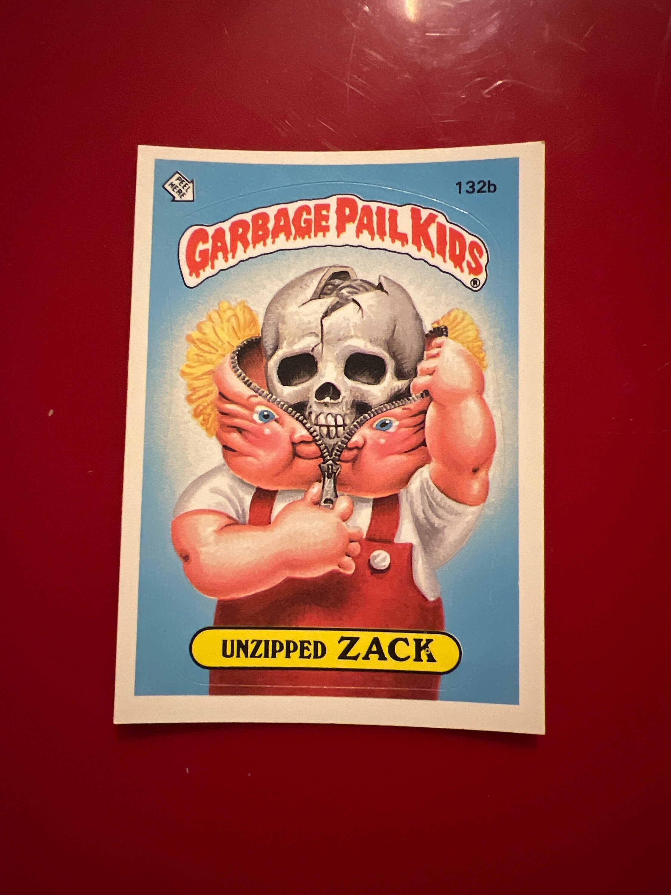 Vintage 1986 Garbage Pail Kids Cards, Unzippered Zack Card 132b