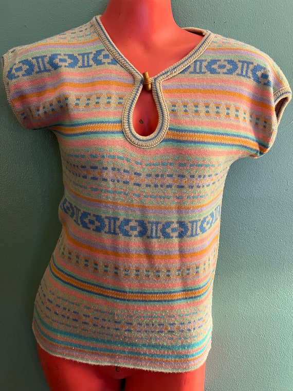 Vintage 1970’s Summer Sweater. Cute Thin Boho Sle… - image 2