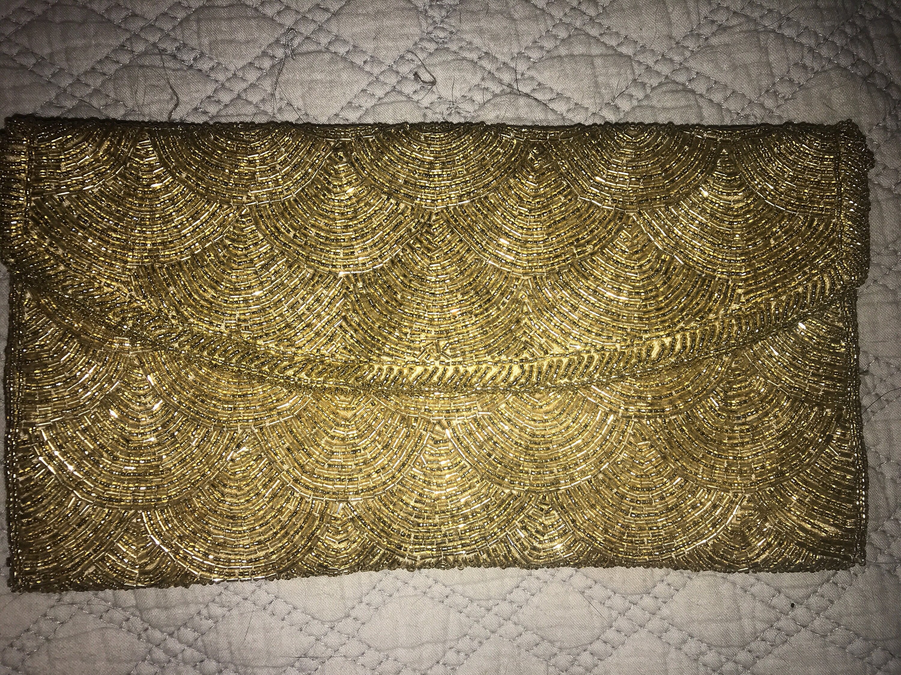 beaded gold clutch