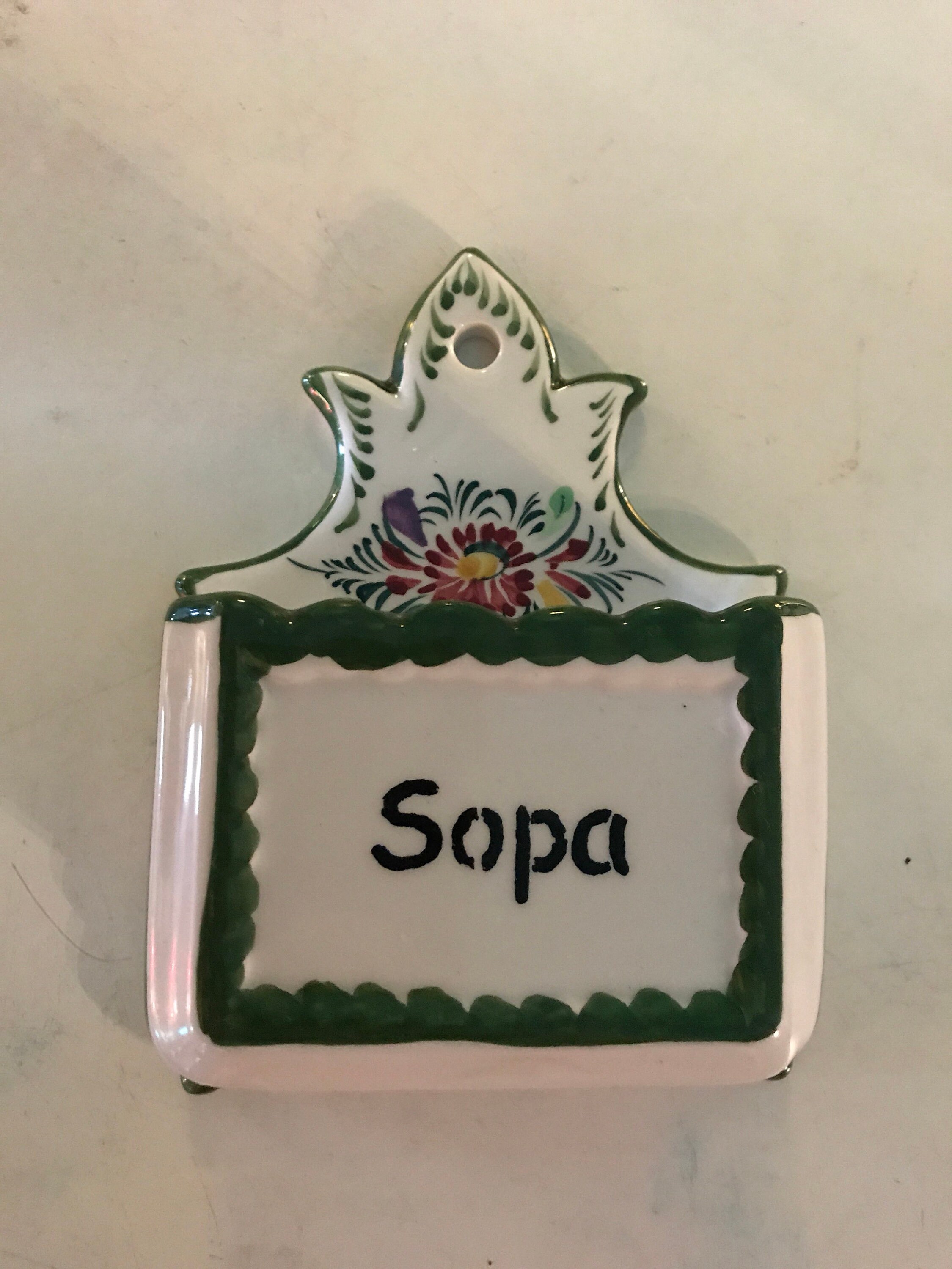 Vintage Ceramic Soap Dish Wall Hanging. Hand Painted in Portugal. Soap